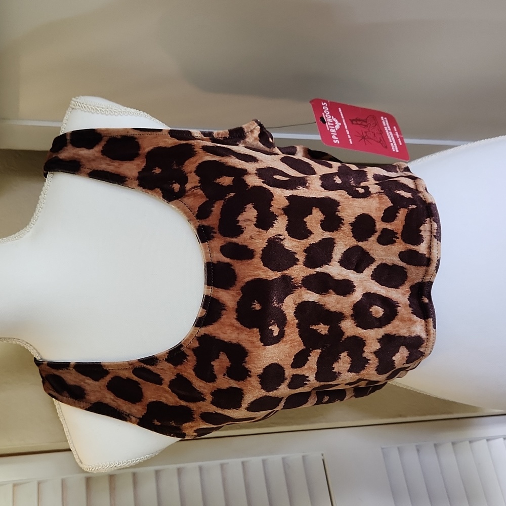 * NWT Spirithoods velvet leopard top large festival summer boho animal print